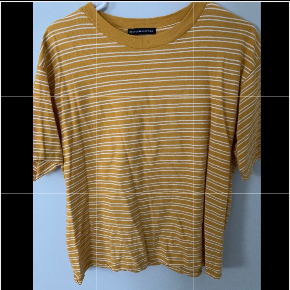 BRANDY MELVILLE: yellow short sleeve striped top